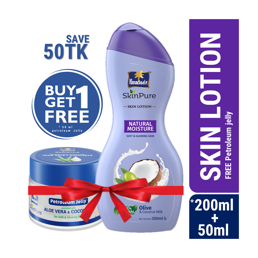 Parachute SkinPure Skin Lotion Natural Moisture 200ml (50ml Petroleum Jelly Free)
