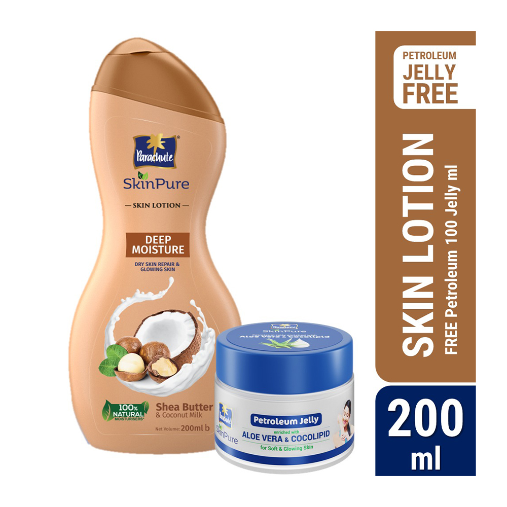 Parachute SkinPure Skin Lotion Deep Moisture 200ml (100ml Petroleum Jelly Free)